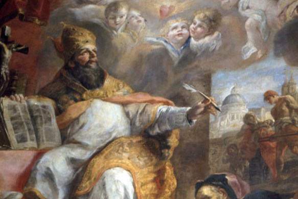 Der Heilige Augustinus in der Stiftsbasilika im Chorherrenstift St. Florian in Österreich.