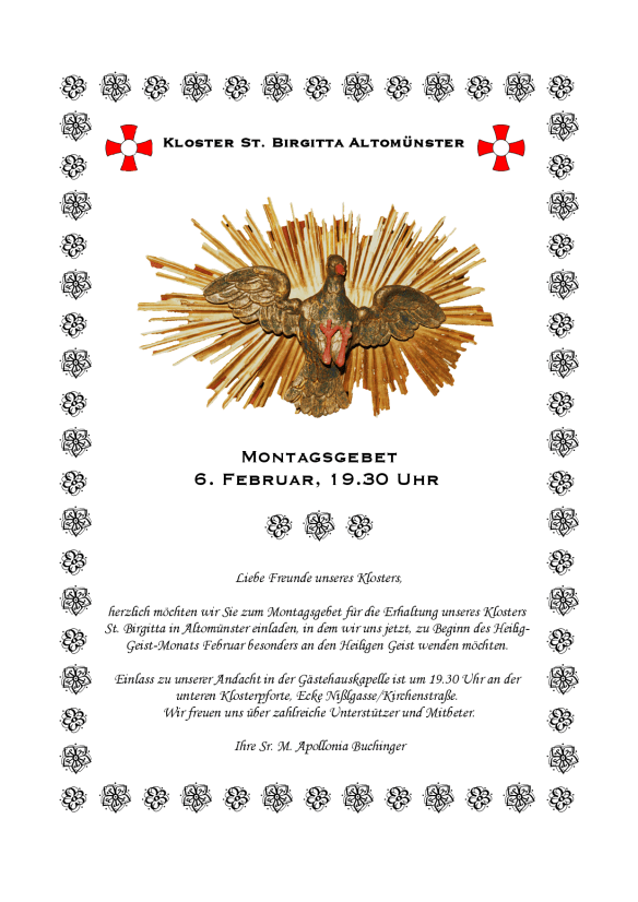 Einladung zum Montagsgebet am 6. Februar